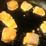 Frying salmon