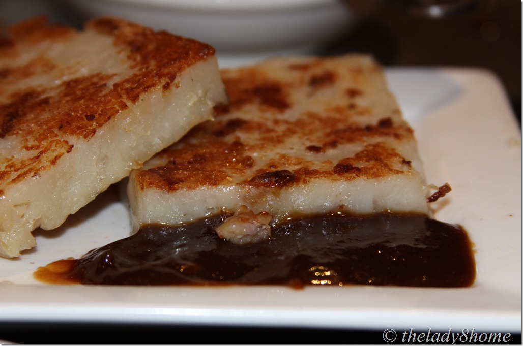 Pan seared turnip cake with Oyster sauce