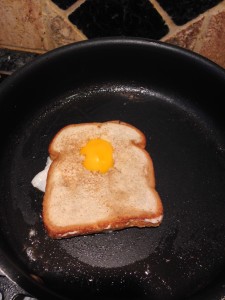 place the unfried side over the egg